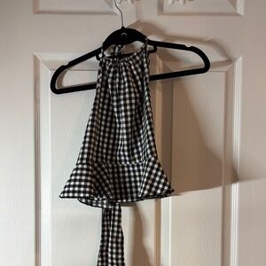 Ardene Black and White Checkered Halter Top